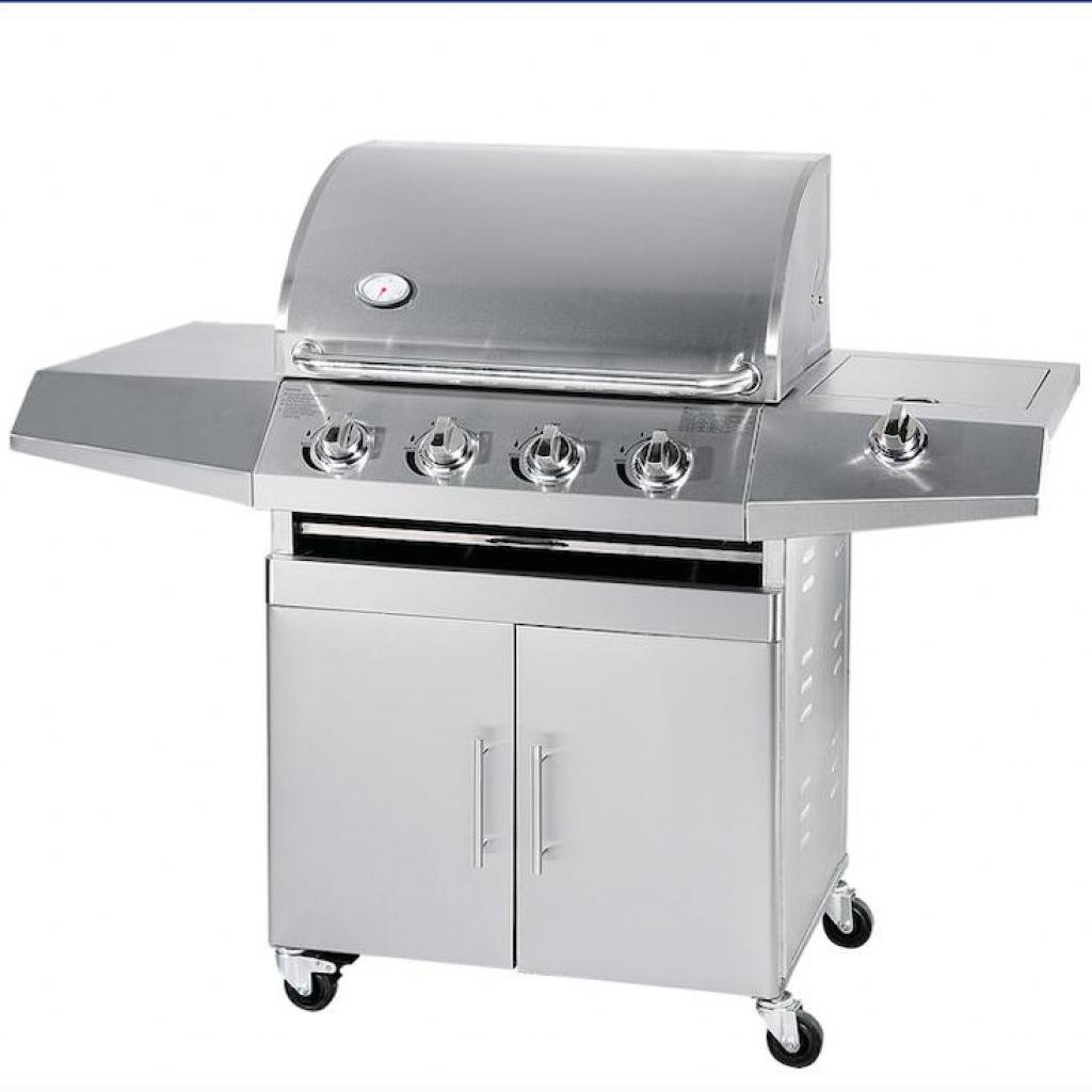 Barbecue Gas GPL/Metano Total Inox 4 fuochi Pietra Lavica