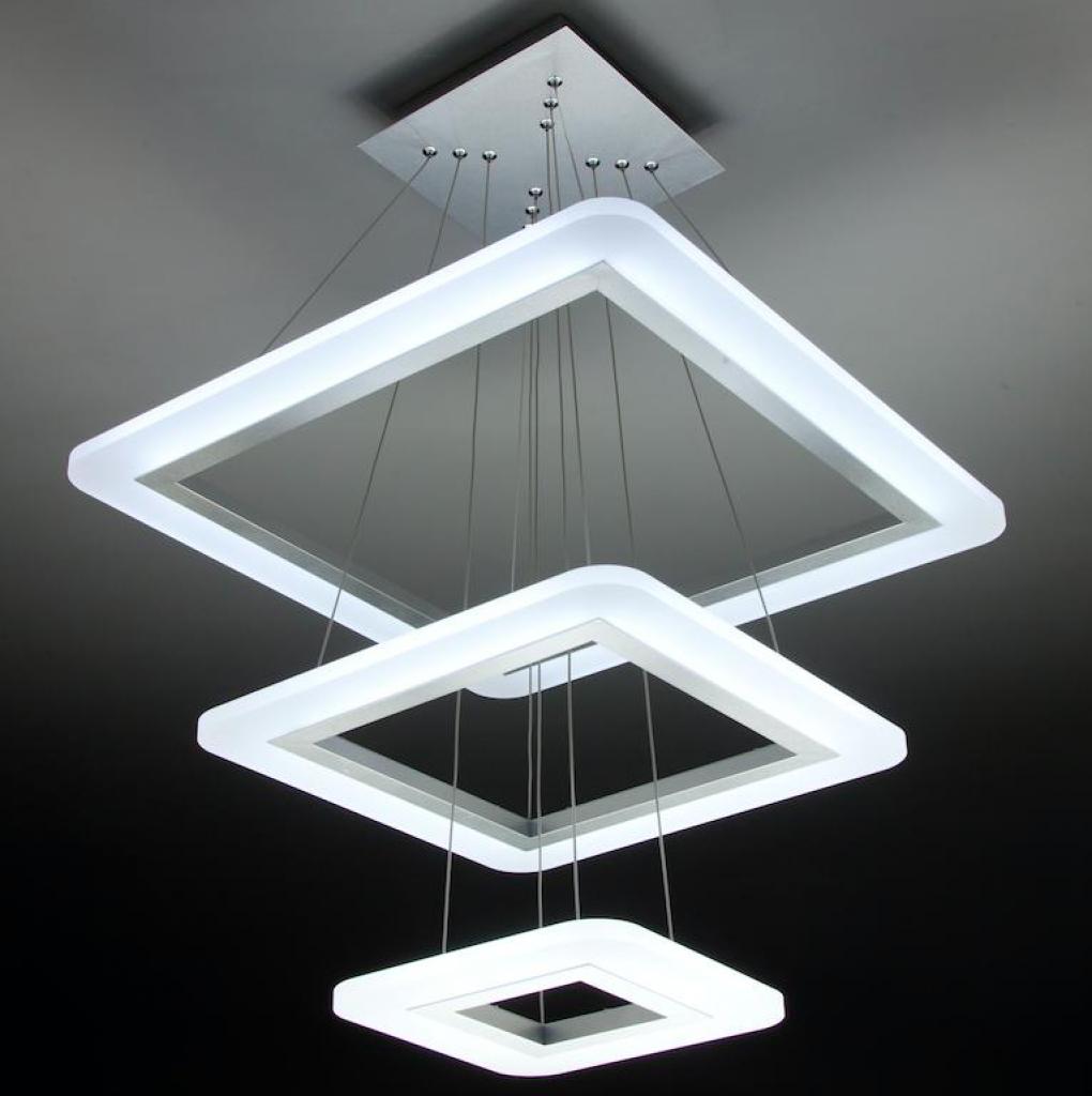 Lampadario a Sospensione Led Square 3T Design per Salotto Moderno