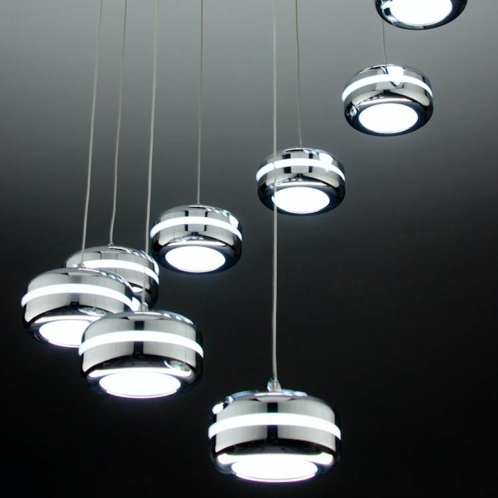 Lampadario a Sospensione Led Plate 9 di Design Moderno