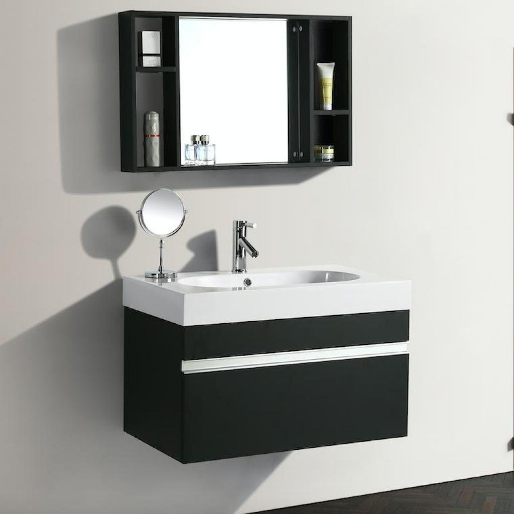 Mobile Arredo Bagno Idea 90 cm Sospeso Moderno Nero cod ...