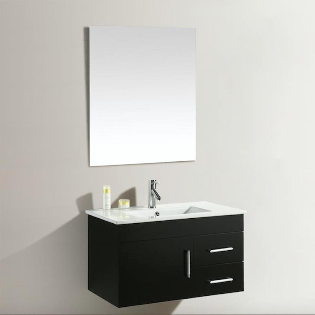 Mobile Arredo Bagno Dublino 80 cm Nero Sospeso Moderno