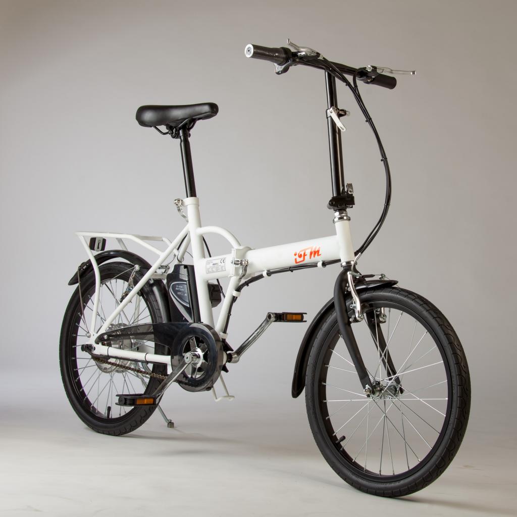 Bicicletta Elettrica IFM Bianca Pieghevole Batteria Litio da 24V/4.4Ah