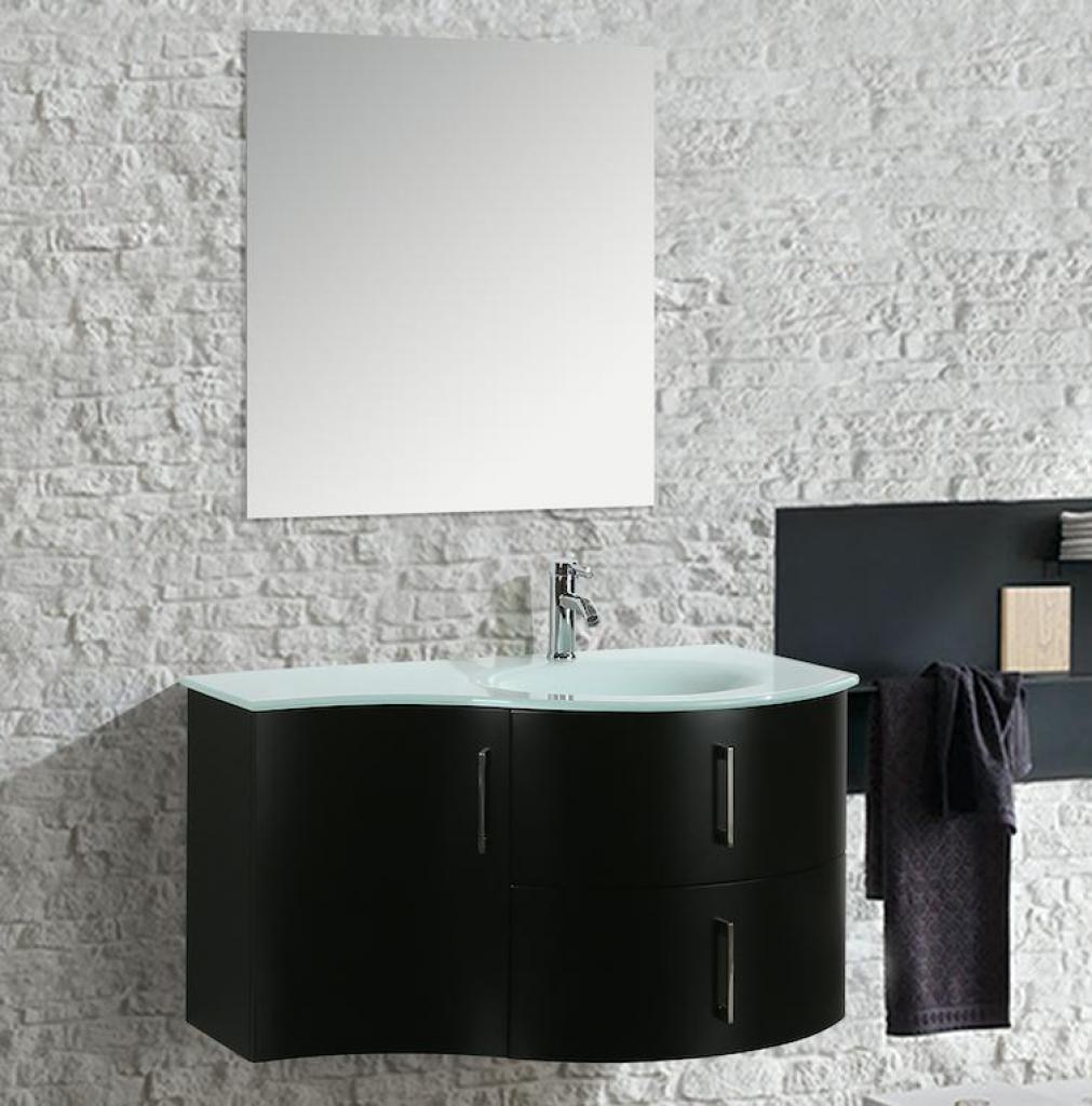 Mobile Arredo Bagno Kursal 104 cm Sospeso Nero Destro Moderno cod. 00001122