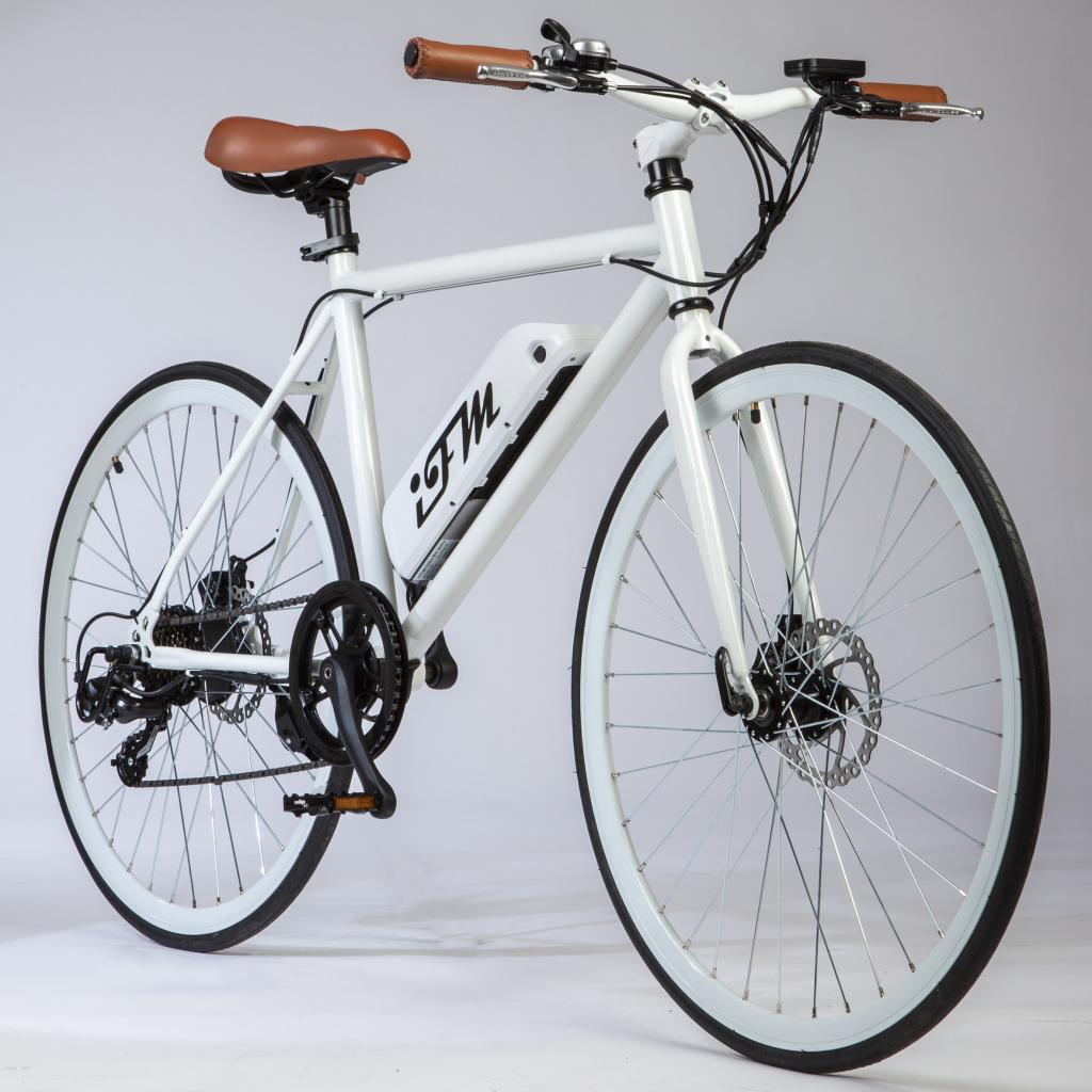 City Bike Elettrica Uomo Bianca Batteria Litio 26