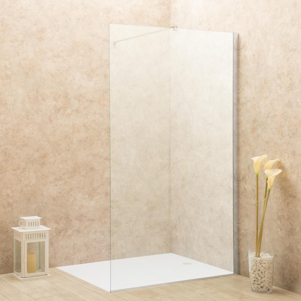 Parete Doccia Walk In Reversibile Vetro Trasparente da 110cm Alluminio