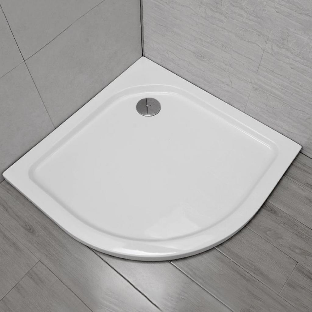 Piatto Doccia Resina ABS 80x80cm Semicircolare Reversibile + Piletta