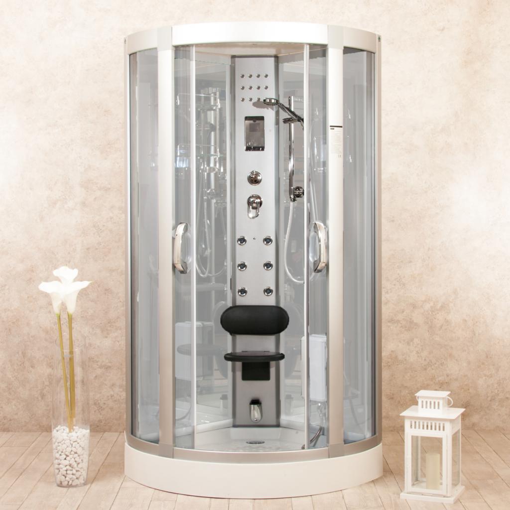 Box Doccia Idromassaggio White Eden 95x95cm con Sauna, Bagno Turco e Ozono