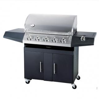 Barbecue Gas GPL -Metano Black Inox 5 fuochi Pietra Lavica
