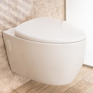 WC Sospeso Round di ceramica con sedile e copri vaso L39xP57xA35 cm