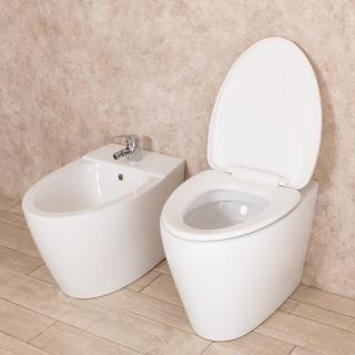 Bidet Import For Me Sanitari Bagno Round Filo Parete in Ceramica WC con Sedile