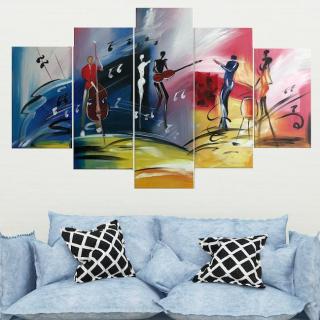 Quadro Dipinto a Mano Olio su 5 Pannelli di un Immagine Astratta N70