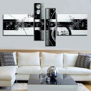 Quadro Moderno Dipinto a Mano su Tela Astratto a 4 Pannelli N100