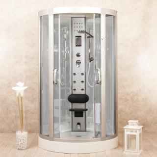Box Doccia Idromassaggio White Eden 95x95cm con Sauna, Bagno Turco e Ozono