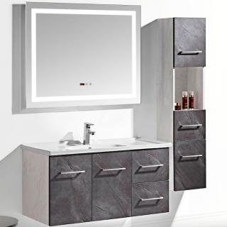 Set Mobile Arredo Bagno Istambul Stone Grigio antracite 100cm + Colonna