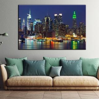 Stampa Quadro Canvas su Tela Retroilluminata con luce a LED di Manhattan City N105
