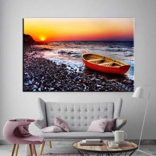 Stampa Quadro Canvas su Tela Retroilluminata con luce a LED di Paesaggio Marittimo N110