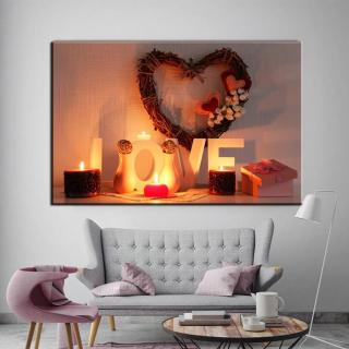 Stampa Quadro Canvas su Tela Retroilluminata con luce a LED con scritta Love N112