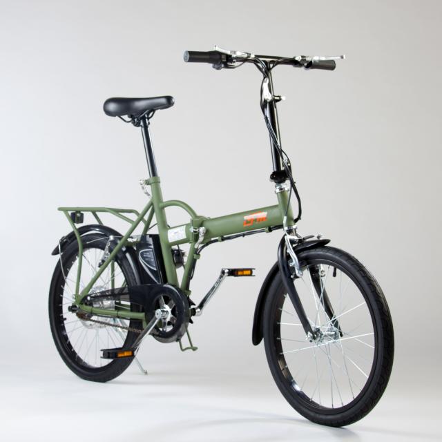 Bicicletta Elettrica IFM Verde Militare Pieghevole Batteria Litio